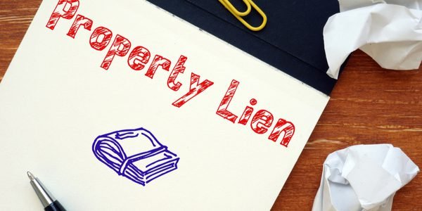 A paper with the words property lien written on it.
