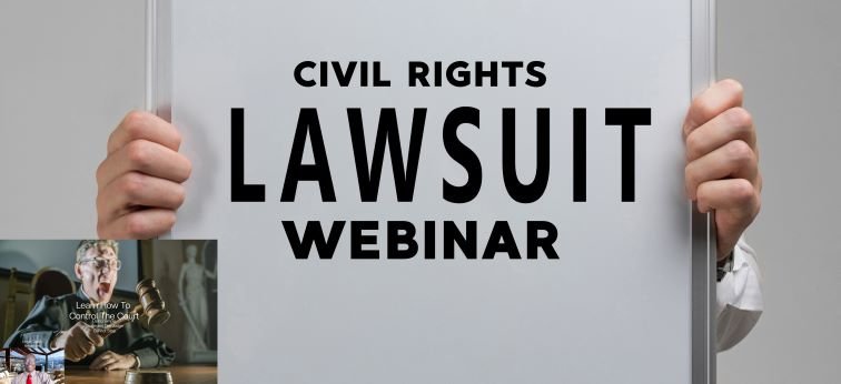 A civil rights lawsuit webinar logo.