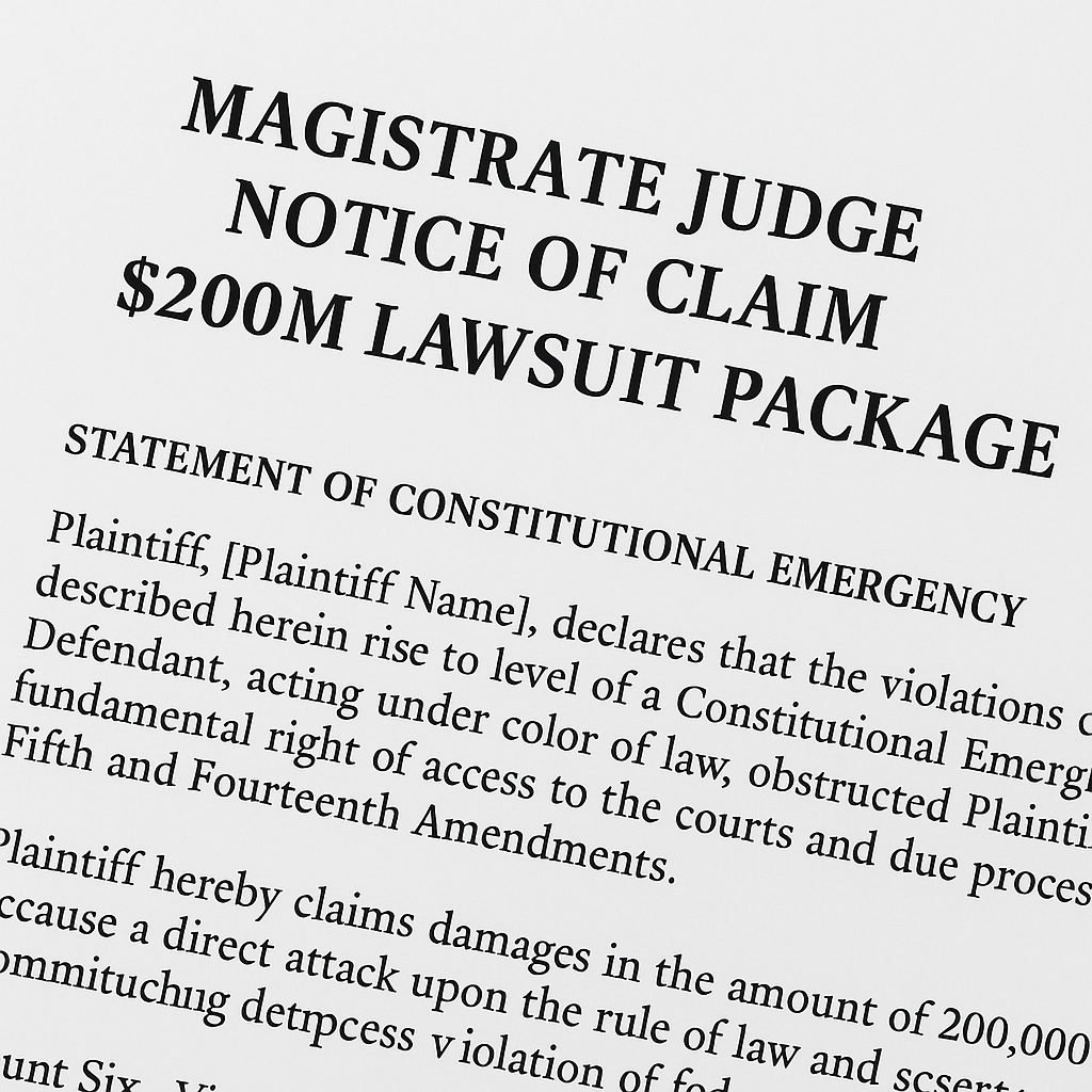 Magistrate Judge $200M Lawsuit Package