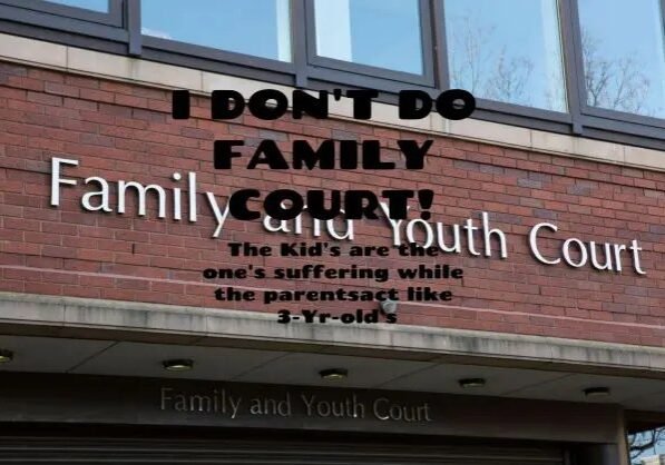 A quote written on the picture of a family court A quote written on the picture of a family court