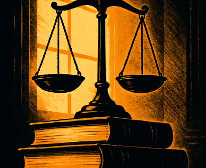Represent yourself in court — scales of justice on law books